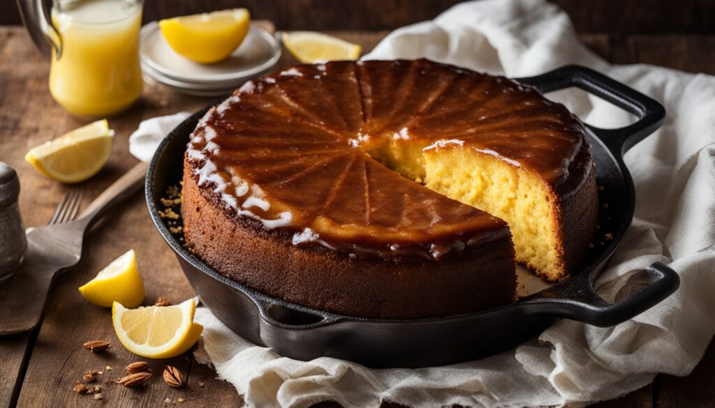 Upside-down lemon skillet cake