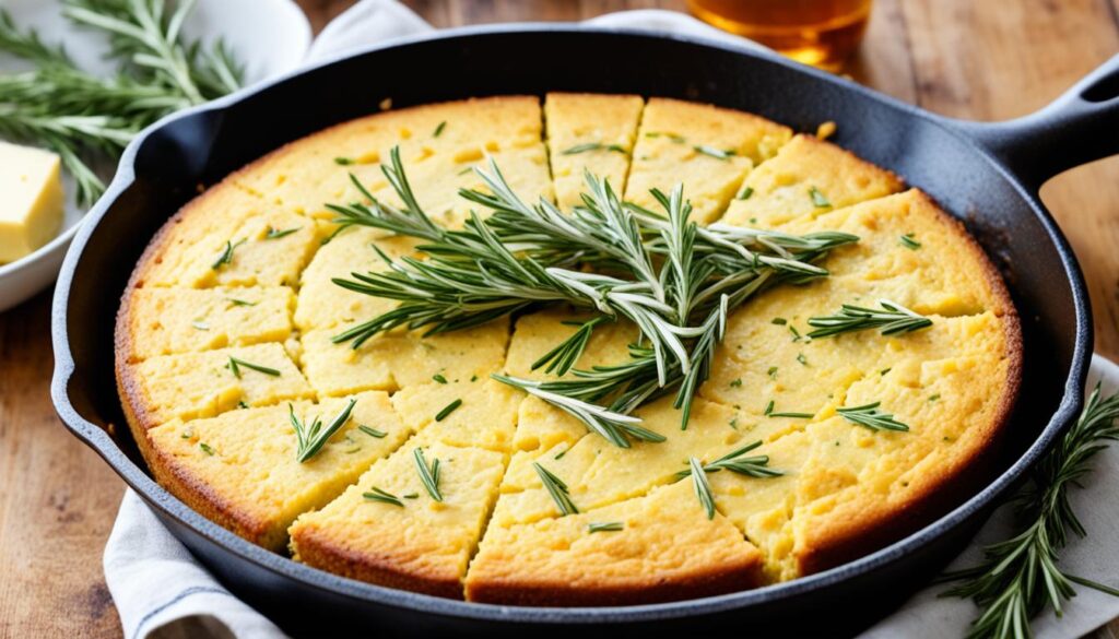 Vegetarian cornbread in cast iron skillet