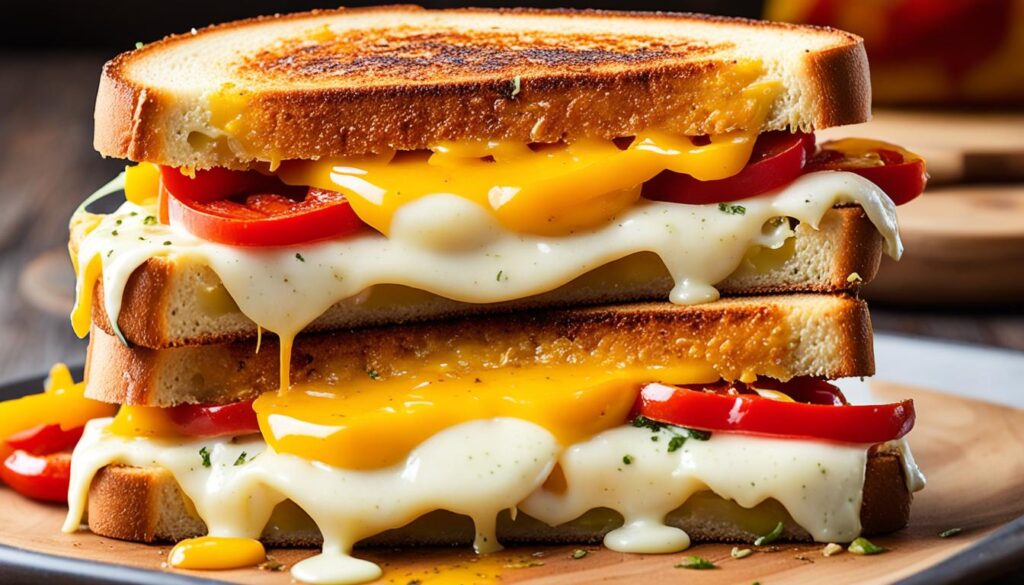 Vegetarian grilled cheese with roasted vegetables