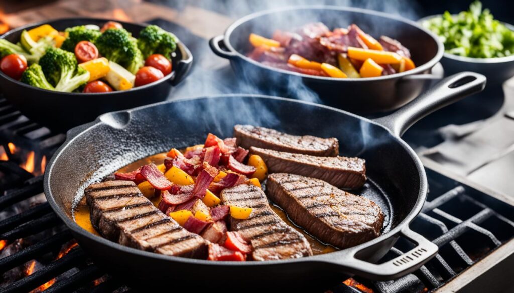 Versatile cooking methods with cast iron and grill pans