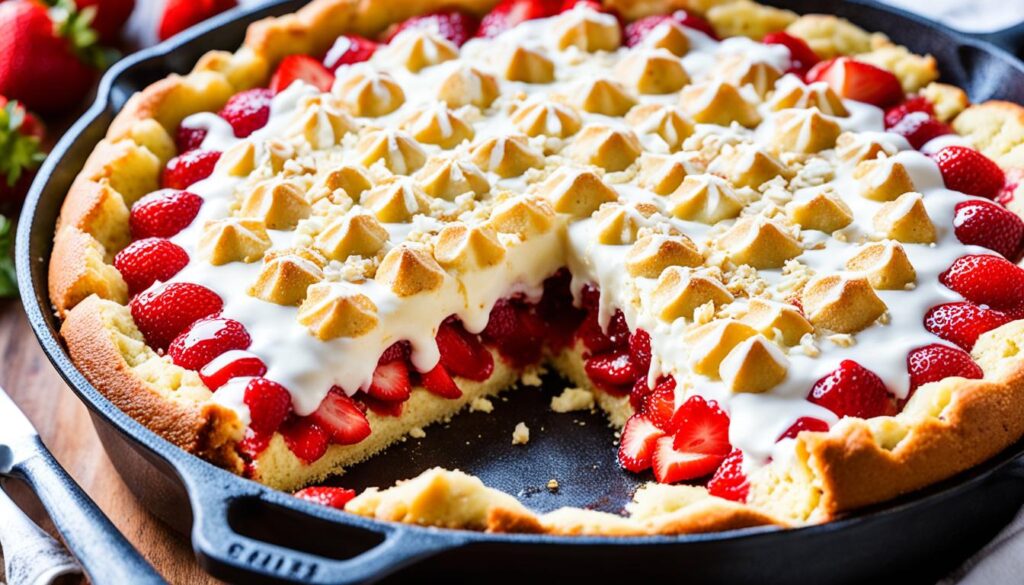 White chocolate chip strawberry shortcake skillet