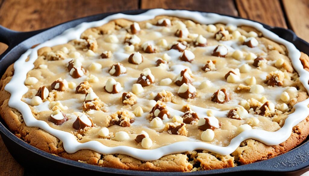 White chocolate macadamia nut skillet cookie