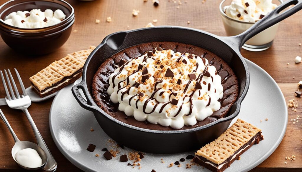 cast iron skillet smores brownie sundae