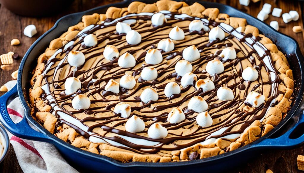 peanut butter cup smores skillet cookie