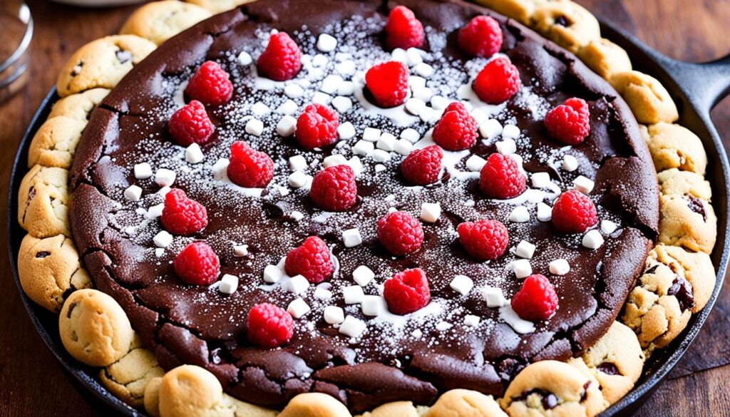 raspberry chocolate smores skillet cookie