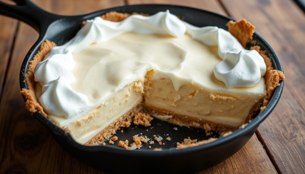 Banana cream pie in cast iron skillet