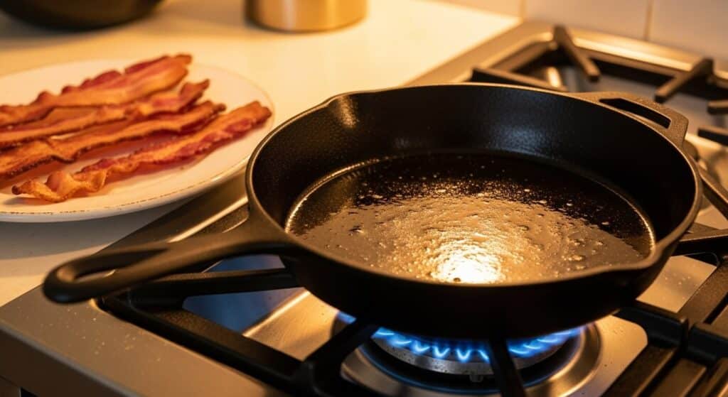 Flash Seasoning a Cast Iron Skillet: The Best Way to Build a Non-Stick Layer Between Batches of Bacon Flash Seasoning a Cast Iron Skillet: The Best Way to Build a Non-Stick Layer Between Batches of Bacon