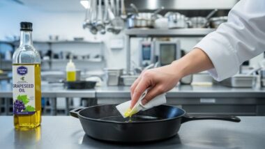 Seasoning a Cast Iron Skillet with Grapeseed Oil